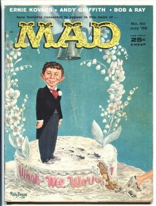 MAD #40-KELLY FREAS WEDDING COVER-WOOD-ORLANDO-DRUCKER-1958-FN