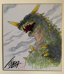 ORIGINAL YUJI KAIDA KAIJU COLOR SIGNED COMIC ART SKETCH