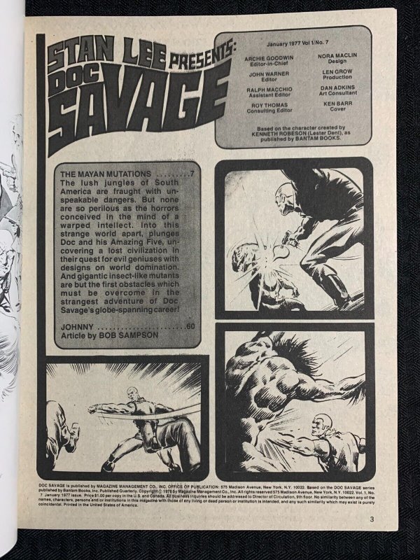 1977 DOC SAVAGE Magazine #7 VG+ 4.5 Val Mayerik & Tony DeZuniga