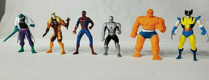  Spider-Man  Die-Cast 3” Figures Marvel Web Of Steel Metal Lot Of 6 1994 ToyBiz