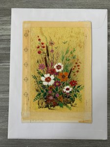 GET WELL SOON Flowers with Log and Cattails 6.5x9 Greeting Card Art 9601