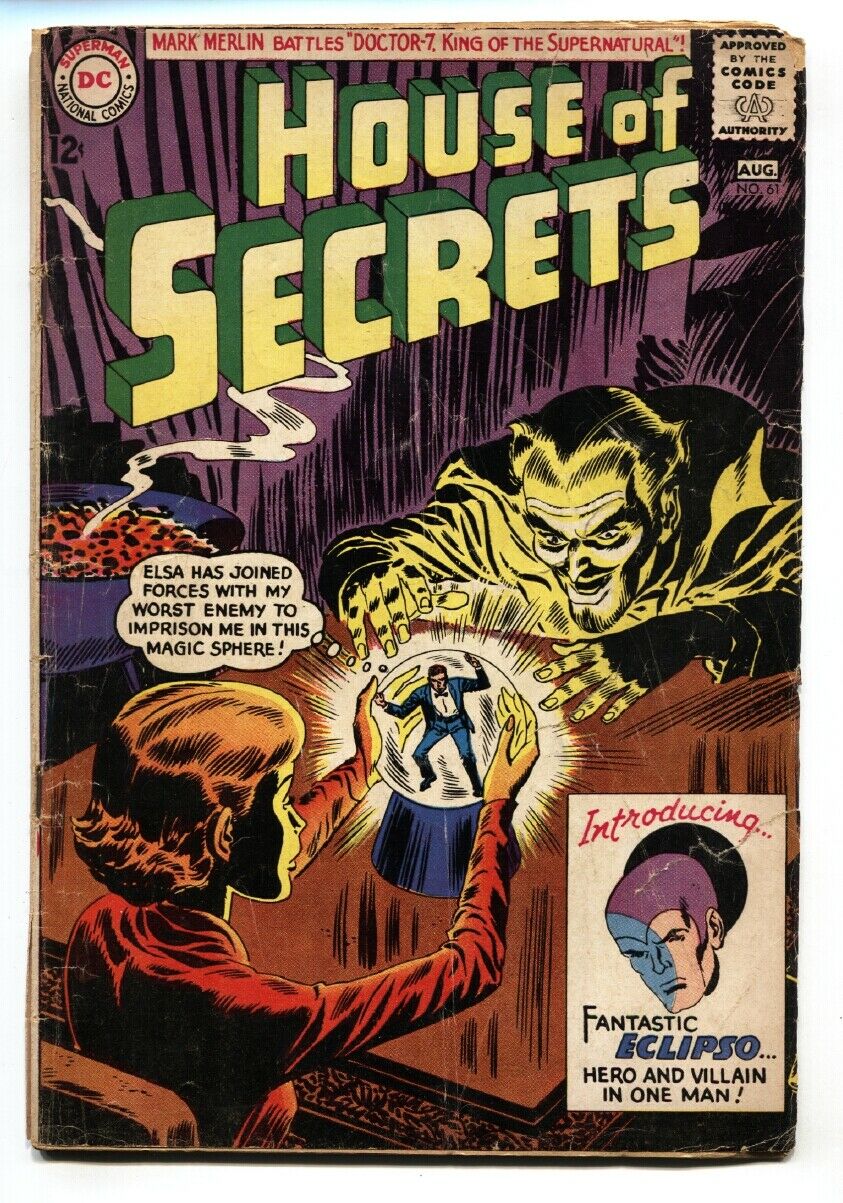 House Of Secrets 61 Comic Book 1963 1st Eclipso Mark Merlin Dc G Vg Comic Books Silver Age Dc Comics Horror Sci Fi Hipcomic