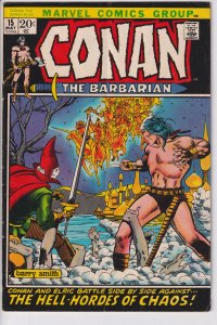 CONAN THE BARBARIAN #15 (May 1972) Nice VG+ 4.5 see description