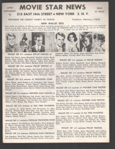 Movie Star News Mail Order Sales Catalog Supplement #B 1960's-Irving Klaw-8 x...