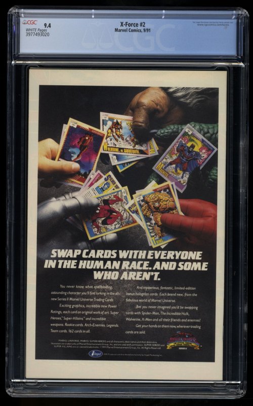 X-Force #2 CGC NM 9.4 White Pages 2nd Deadpool!