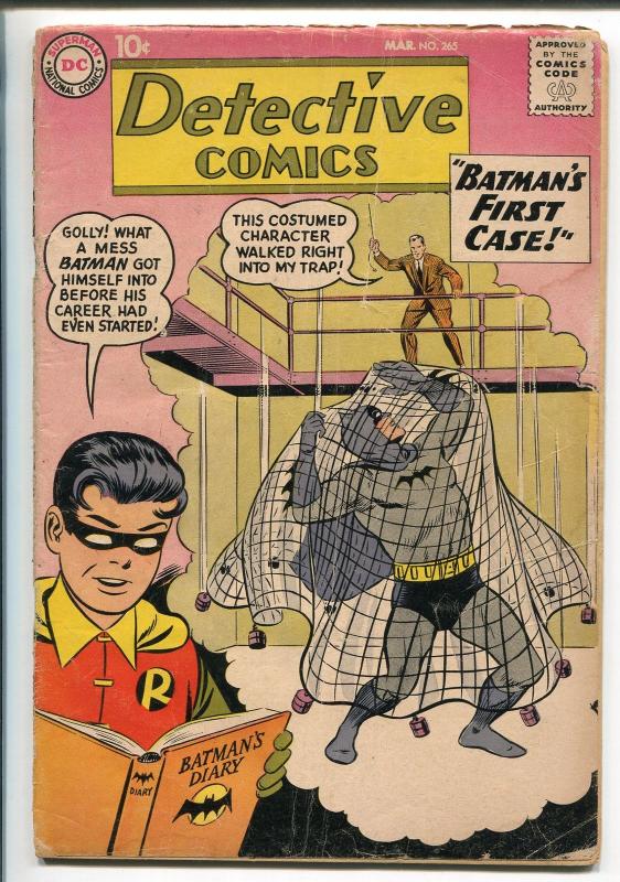 DETECTIVE #265 1959-DC COMICS-BATMAN-ROBIN-JOHN JONES-ORIGIN OF BATMAN-good+