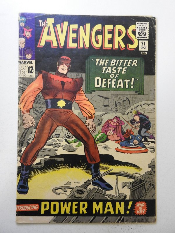 The Avengers #21 (1965) VG- 1/4 in spine split, centerfold detached top staple