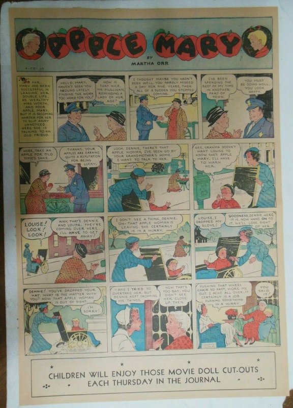 Apple Mary Sunday Page by Martha Orr from 4/28/1935 Size Full Page 15 x 22 inch