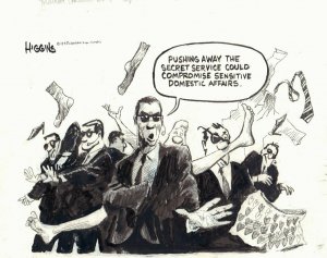 Secret Service Guarding President Bill Clinton Newspaper art by Jack Higgins