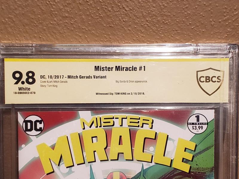 Mister Miracle #1 DC 2017 B Variant CBCS 9.8 SS Tom King NM/MT Not CGC New Movie