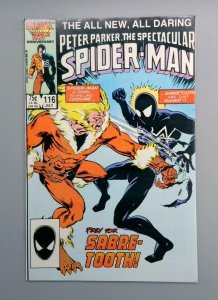 Spectacular Spider-Man #116, NM- Sabretooth Marvel, 1985 JR1