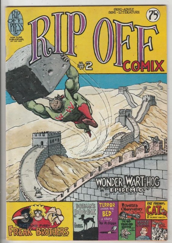 Rip Off Comix #2 (Jan-77) VF High-Grade Wonder Wart-Hog, Freak Brothers, Fat ...