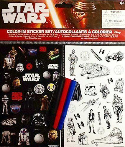 Star Wars Color-In Sticker Set with Mini Markers - New!