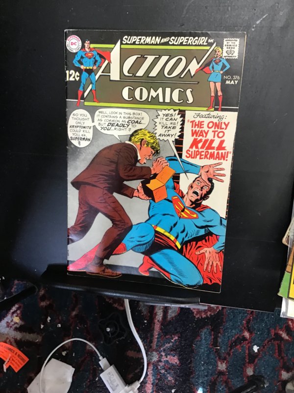 Action Comics #376  (1969) last super girl in action key!  VF/NM Boca CERT!