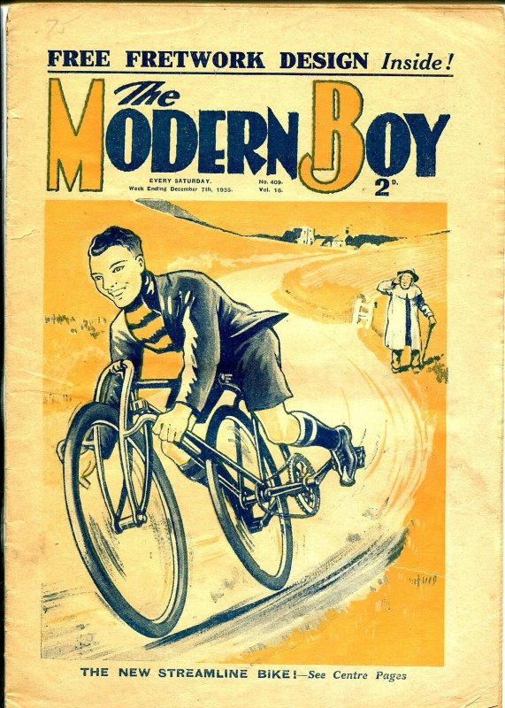 Modern Boy 12/7/1935-U.K. published-dime novel-bicycle cover-VG