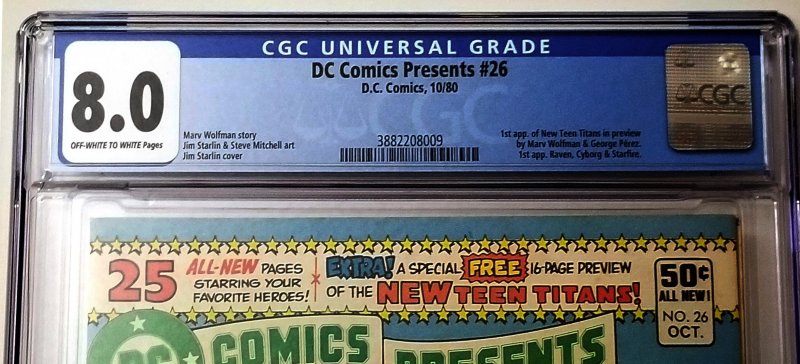 DC Comics Presents #26 CGC 8.0 George Perez 1st New Teen Titans FREE SHIPPING