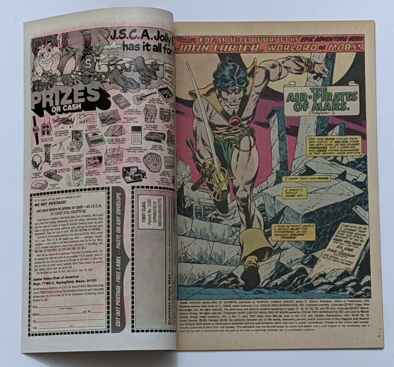 John Carter, Warlord Of Mars #1 (Jun 1977, Marvel) VF/NM 9.0 
