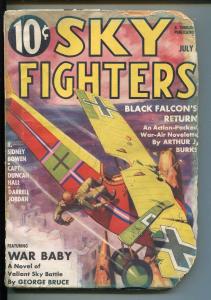 SKY FIGHTERS 7/1936-AIR WAR PULP-THRILLS-WWI-BI-PLANE-THRILLS-fr/good