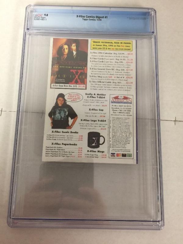 X-files Comics Digest 1 Cgc 9.8 White Pages Only One!!!! Very Hard To Find