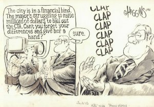 Giving the Mayor a Hand Newspaper Cartoon art by Jack Higgins