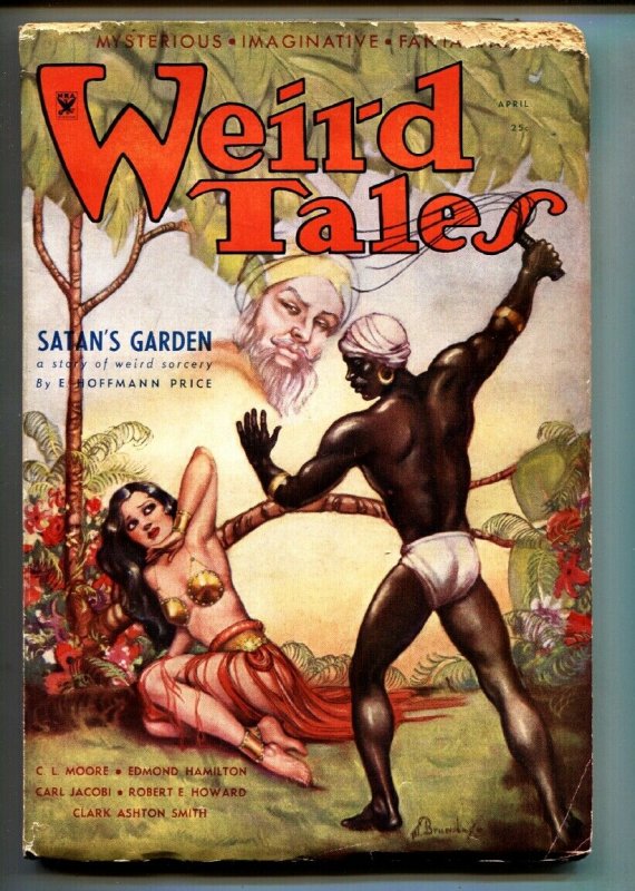 Weird Tales 4/1934-pulp fiction-spicy Good Girl Art-Brundage-CONAN