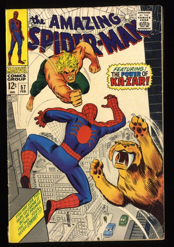 Amazing Spider-Man #57 VG+ 4.5 Ka-Zar!!