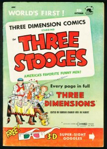 THREE STOOGES #2-3-D COMIC-JOE KUBERT-RARE-1953 VG 