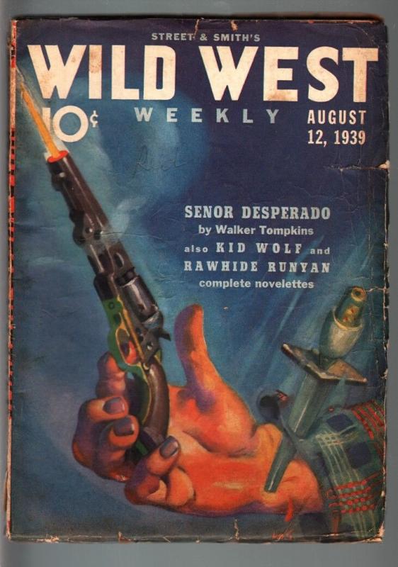 WILD WEST WEEKLY 8/12/1939-WESTERN PULP-KID WOLF VG-