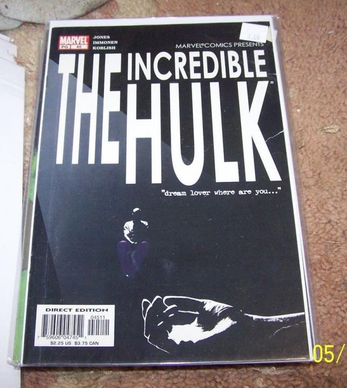 Incredible Hulk  # 45 (Nov 2002, Marvel) bruce jones +agent pratt returns