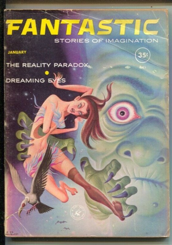 Fantastic 1/1961-Ziff-Davis-Alex Schomburg bizarre & Surreal Good Girl Art co...