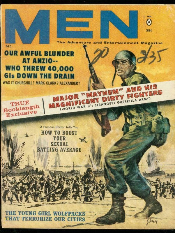 MEN MAGAZINE DEC 1961-COMBAT COVER-MAJOR MAYHEM-WW II VG