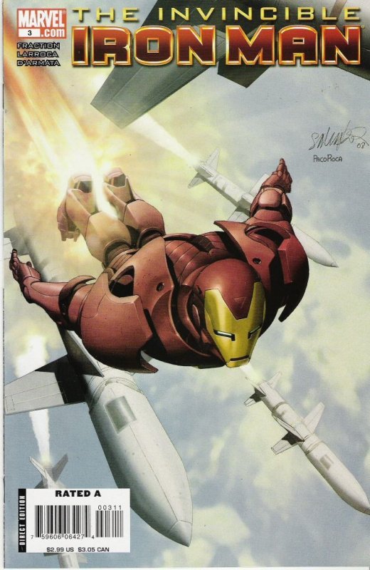 Invincible Iron Man #3 (2008)  NM+ to NM/M  original owner
