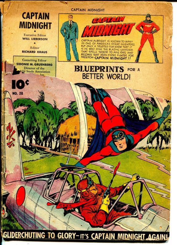 Captain Midnight  #28 1945-Fawcett-WWII era issue-P/FR