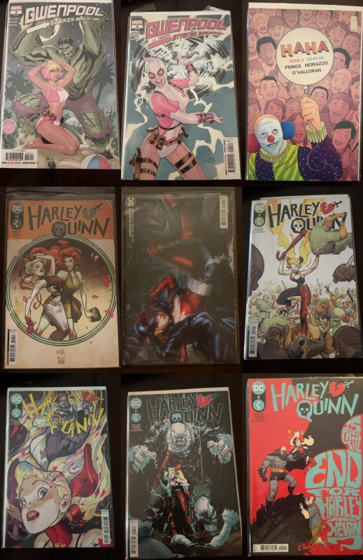 Lot of 9 Comics (See Description) Harley Quinn, Gwenpool Strikes Back, Haha
