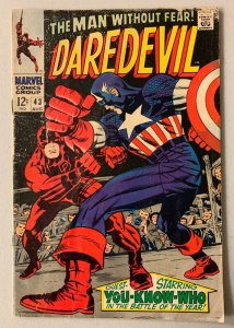 Daredevil #43 Marvel (3.0 GD/VG) DD origin retold Captain America (1968)