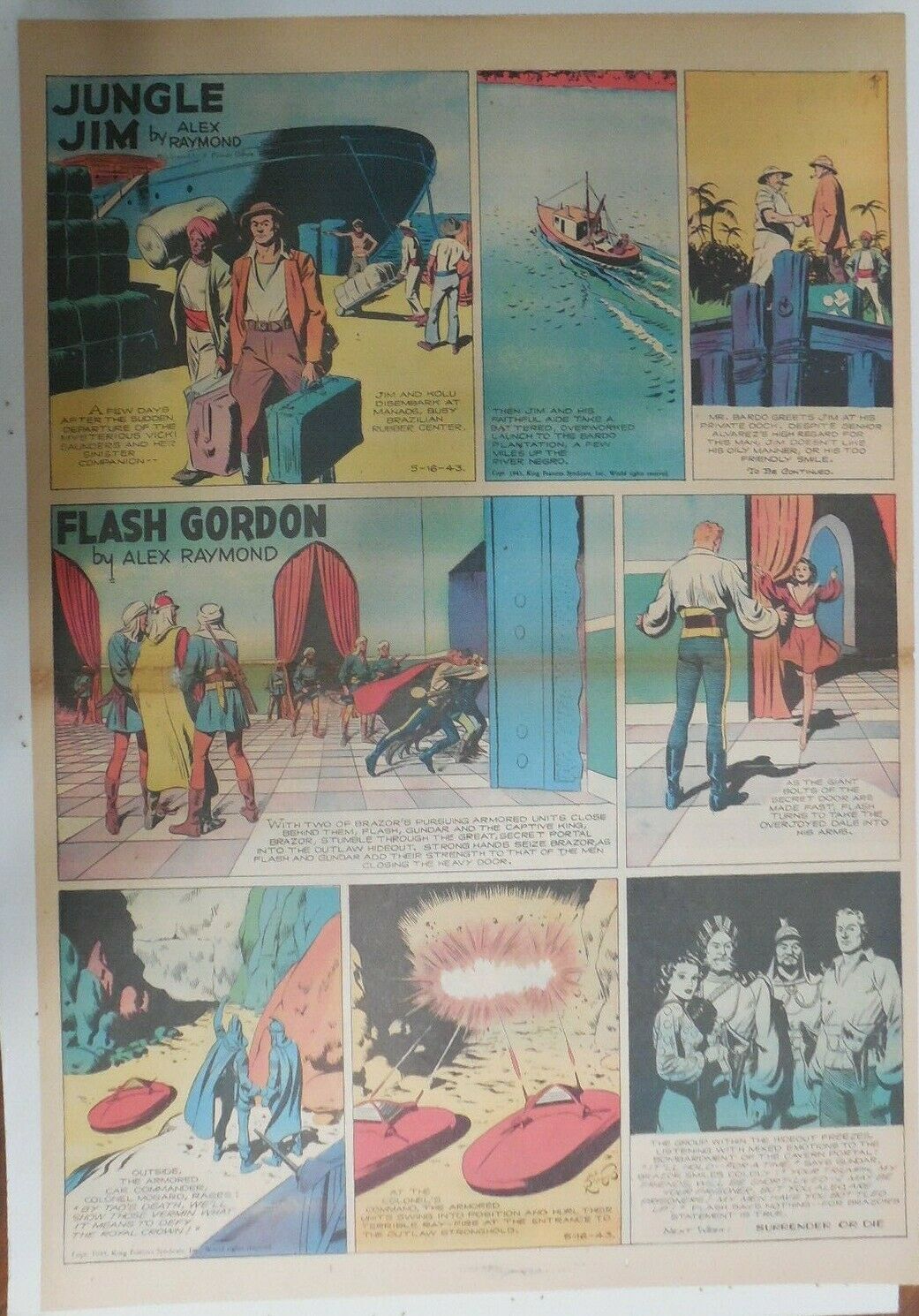 Flash Gordon Sunday by Alex Raymond from 5/17/1942 Large Full Page Size !