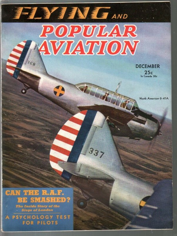 Popular Aviation 12/1940-North American O-47A plane cover-WWII-Nazis-FN