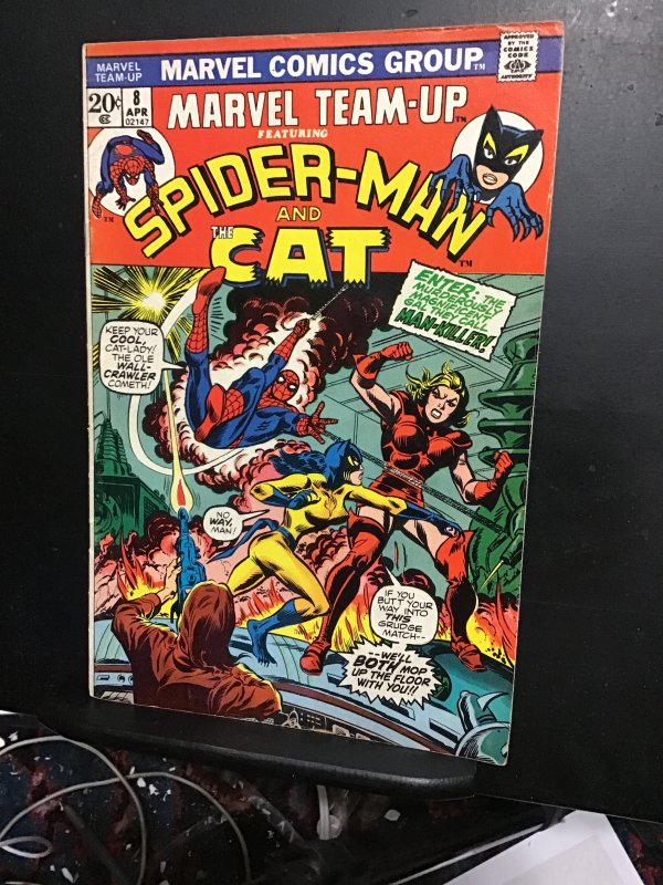 Marvel Team-Up #8 (1973) The Cat and Spider-Man! High-grade key! VF- Wow
