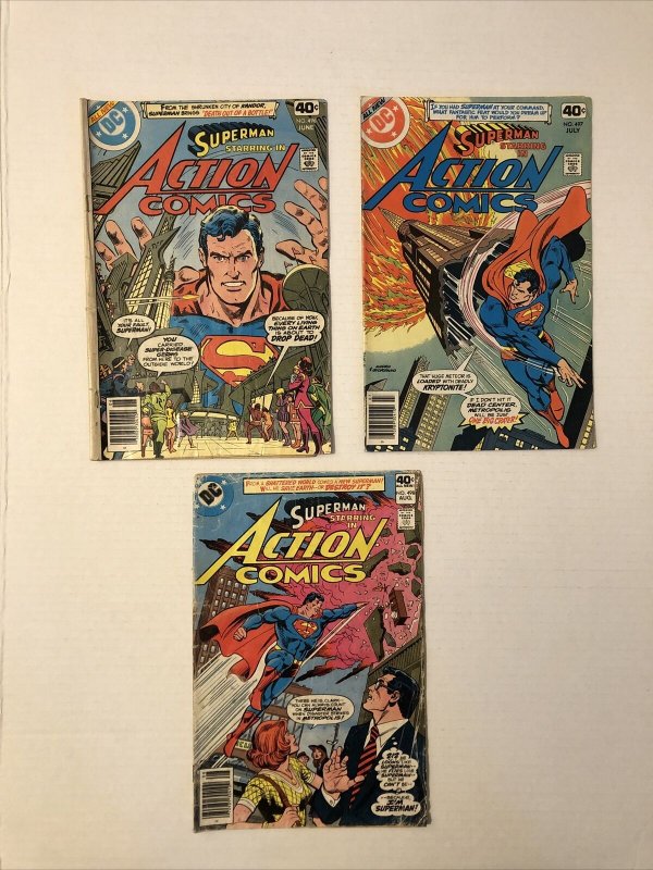 Action comics  #483,485,486,488,490,492,493,494,495,496, 497,&498 Lot Of 12