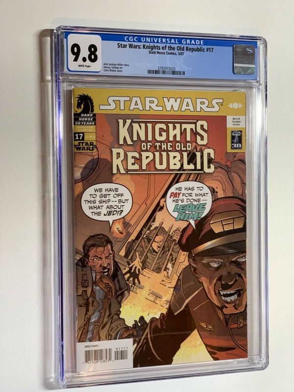 Star Wars Knights Of The Old Republic 17 cgc 9.8 wp dark horse vhtf! Rare!!!