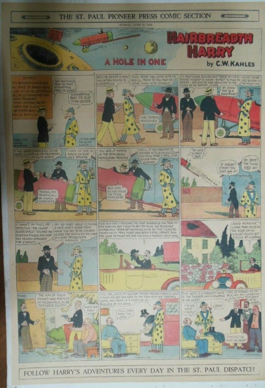 Hairbreadth Harry Sunday Page by C. W. Kahles from 6/29/1930 Full Page Size ! 