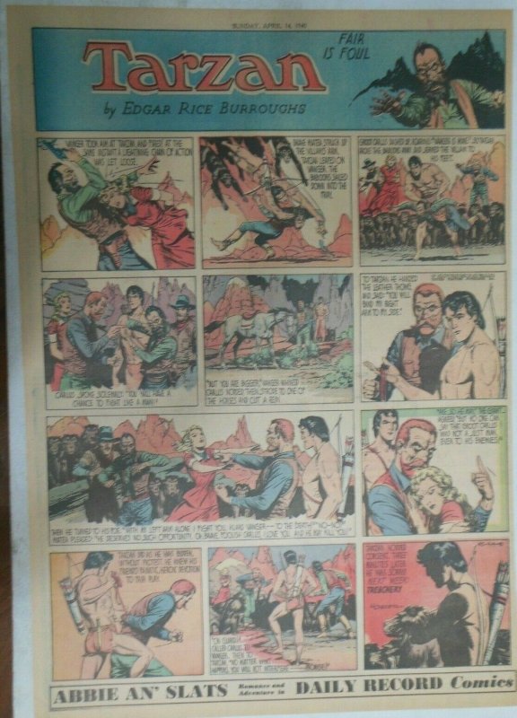 Tarzan Sunday Page #475 Burne Hogarth from 4/14/1940 Very Rare ! Full Page Size