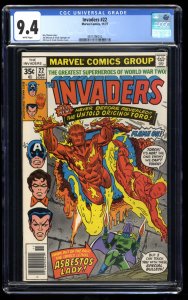 Invaders #22 CGC NM 9.4 White Pages Human Torch Captain America Toro!
