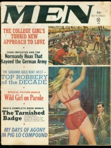 MEN PULP AUG 1965-SPICY GGA--ART AFRONS GREEN MONSTER G-