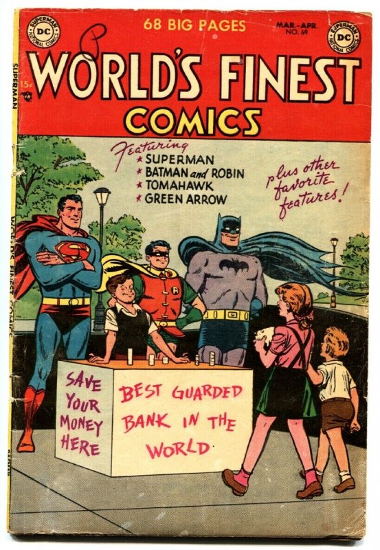 World's Finest #69-1954-Batman Superman Green Arrow Tomahawk DC golden age