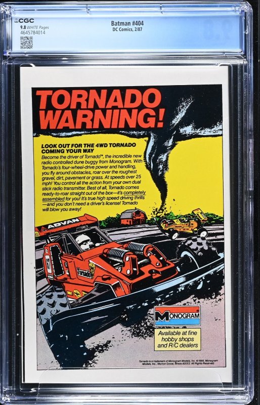 Batman #404  DC Comics 1987 CGC 9.8 Year One Part 1 Frank Miller