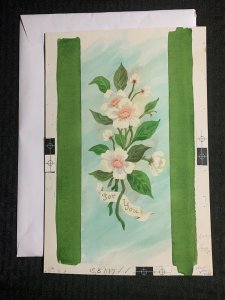 FOR YOU Vinatge White Flowers 8x12 Greeting Card Art #T1905 w/ 1 Card