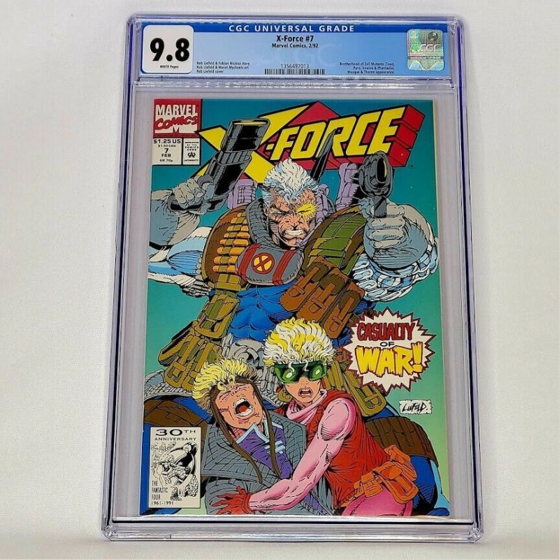 X-Force #7 Marvel 1992 CGC 9.8 Rob Liefeld Cable Cover  X-Men Top Census Grade