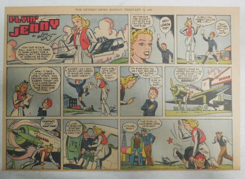 Flying Jenny Sunday Page by Keaton from 2/16/1941 Size: 11 x 15 inches Spanking!