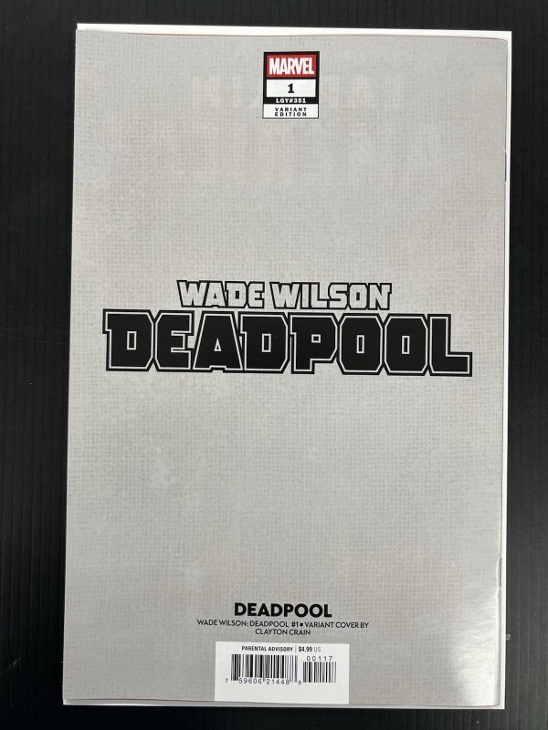 Wade Wilson Deadpool #1 1:50 CLAYTON CRAIN Var MARVEL 2026 IN-HAND PROSHIPPER